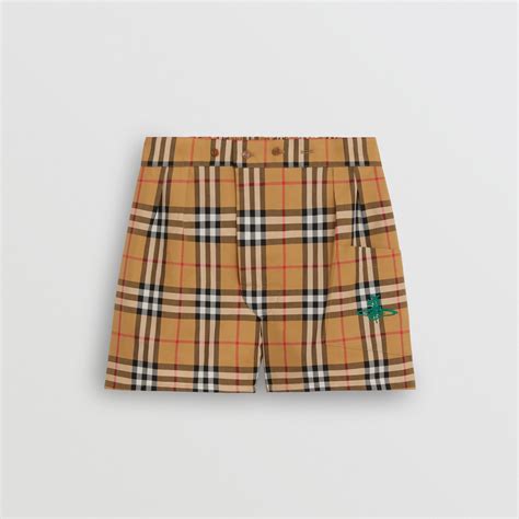 burberry vintage check cotton boxer shorts 80107581|Burberry Vintage Check Cotton Shorts .